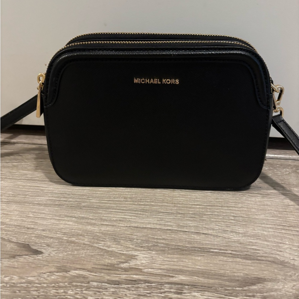 Michael Kors Black Crossbody with Gold Details
